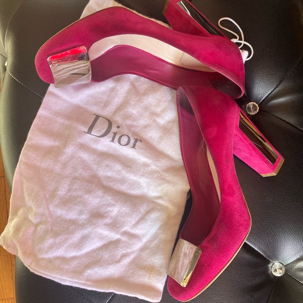 Dior Mirror Suede Block Heels